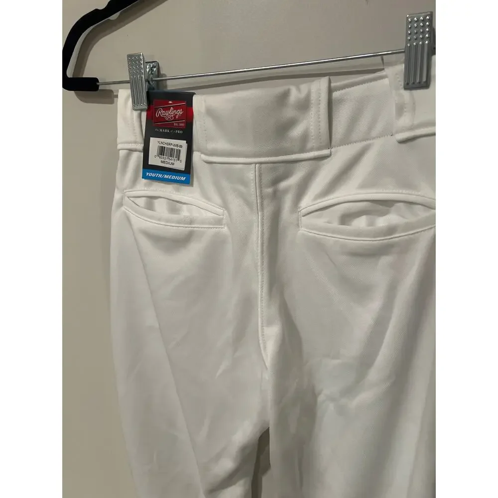 Rawlings, Baseball Pants, Youth Medium, White with Black pinstripe, KB510